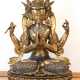 Große Bronzefigur "Shadaksharilokeshvara auf doppeltem Lotosthron sitzend", Tibet, 80x54x38 cm - Foto 1