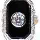 Ring im Art-Deco-Stil, 925er Silber, rhodiniert, Onyx ca. 3,3 ct. Zirkonia ca. 2,48 ct., RG 57, Innendurchmesser 18,1 mm - Foto 1