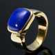 Breiter Gelbgold 750 Ring mit rechteckigem Lapislazuli Cabochon, 11g, Gr. 54 - photo 1