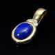 Gelbgold 585 Clip-Anhänger mit Lapislazuli Cabochon und kleinen Brillanten (zus. ca. 0.04ct/SI/W), Juwelier von Häfen/Hamburg, 4,6g, L. 3cm - Foto 1