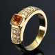 Moderner Gelbgold 750 Ring mit eckigem Citrin und Brillanten (zus. ca. 0.23ct/VSI/TW) in Pavéefassung, 6,7g, Gr. 53 - photo 1