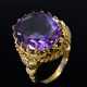 Fein ausgearbeiteter Gelbgold 585 Ring mit ovalem Amethyst (ca. 6ct), 5,1g, Gr. 52 - photo 1