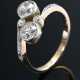 Feiner platinierter Gelbgold 585 „Toi et moi“ Ring mit Altschliffdiamanten (zus. ca. 0.45ct/SI/TCR, 1 Stein fehlt), um 1920, 1,8g, Gr. 49 - Foto 1