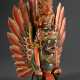 Indonesische Figurengruppe "Vishnu auf Garuda", Holz farbig bemalt, Anfang 20.Jh., 38,5cm, kleine Defekte - photo 1