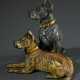 Wiener Bronze Gruppe "Doggen", farbig bemalt, um 1900, H. 7,5cm, Gebrauchsspuren - Foto 1