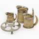 A 3-piece set of silver horn jugs and an egg stand - photo 1