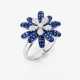 A floral cocktail ring decorated with blue sapphires and brilliant-cut diamonds - photo 1