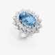 A magnificent cocktail ring decorated with a very fine, bright azure blue aquamarine and brilliant-cut diamonds - фото 1