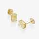 Stud earrings set with diamonds in a long radiant, in natural fancy yellow - photo 1