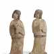 A PAIR OF PAINTED POTTERY LADIES - photo 1