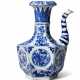 A BLUE AND WHITE FACETED EWER - photo 1