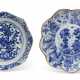TWO BLUE AND WHITE FOLIATE DISHES - photo 1