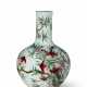 A LARGE FAMILLE ROSE 'PEACH AND BAT' VASE - photo 1