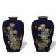 A PAIR OF SMALL CLOISONNE ENAMEL VASES WITH CHRYSANTHEMUMS - photo 1