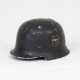 Deutsche Reichsbahn, Feuerschutzpolizei Helm M 34 mit beiden Abzeichen. - Foto 1