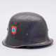 Deutsche Reichsbahn, Stahlhelm M 34 mit zwei Abzeichen der Feuerlösch-Polizei. - фото 1