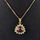 Rubinanhänger mit Diamanten an Kette - Gelbgold 75… - Foto 1