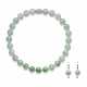 NO RESERVE - JADEITE BEAD AND DIAMOND NECKLACE AND EARRINGS SET - photo 1
