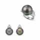 NO RESERVE - PEARL AND DIAMOND EARRINGS AND RING SET - photo 1