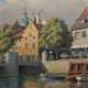 Albertsen, Valdemar (1868-1954, Dänemark) "Kanal mit Brücke in der Altstadt", Öl/Lw., sign. u.r., 95x67 cm, Rahmen - photo 1