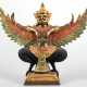 Bronze-Figur "Garuda-Statue", polychrom gefaßt bzw. dunkel patiniert, H. 33,5 cm - Foto 1