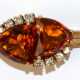 Armband, 585er GG, mittig 2 Citrine im Triangelschliff, flankiert von je 4 Brillanten, Kastenverschluß mit Sicherheitsacht, ges. 16,47 g, L. 18,5 cm - photo 1