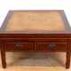 Couchtisch, Asien, mahagonifarben, mit 4 Schubladen, eingelegte Tischplatte in Rattanoptik, kleinere Gebrauchspuren, 50x89x89 cm - Foto 1