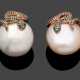 Paar extravagante Perlohrclips mit Diamantbesatz - Foto 1