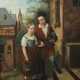 Maler des 19. Jh. ''Geschwisterpaar vor der Schule… - Foto 1