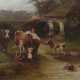 Maler des 19. Jh. ''Bäuerin mit Kühen an der Tränk… - photo 1