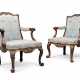 A PAIR OF GEORGE III WALNUT ARMCHAIRS - фото 1