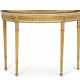 A GEORGE III PAINTED AND PARCEL-GILT DEMI-LUNE SIDE TABLE - Foto 1