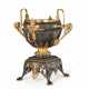 A FRENCH 'NEO-GREC' PARCEL-GILT AND PATINATED BRONZE URN ON STAND - photo 1