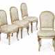A NEAR PAIR OF LOUIS XVI WHITE-PAINTED AND PARCEL-GILT CHAISES - photo 1