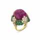DAVID WEBB CARVED RUBY, EMERALD AND DIAMOND RING - Foto 1