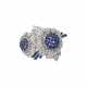 SAPPHIRE AND DIAMOND FLOWER BROOCH - photo 1