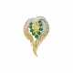 COLORED DIAMOND, EMERALD AND DIAMOND BROOCH - photo 1
