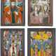 FOUR REVERSE PAINTINGS ON GLASS: THE ANNUNCIATION, THE CRUCIFIXION OF CHRIST AND STS. - photo 1
