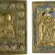 TWO BRASS AND ENAMEL ICONS DEPICTING THE EXTENDED DEISIS AND TIKHVINSKAYA MOTHER OF GOD - photo 1