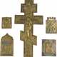 A COLLECTION OF FIVE BRASS ICONS INCLUDING CRUCIFIX AND IMAGES OF THE MOTHER OF GOD - photo 1