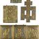 SAMMLUNG VON VIER BRONZE-IKONEN: KRUZIFIX, CHRISTUS PANTOKRATOR SOWIE ZWEI TRIPTYCHA MIT DEESIS - Foto 1