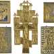 A COLLECTION OF FIVE BRASS ICONS DEPICTING CRUCIFIX, DEISIS AND LITURGICAL FEASTS - фото 1