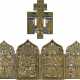 TWO BRASS AND ENAMEL ICONS INCLUDING CRUCIFIX AND A TETRAPTYCH SHOWING LITURGICAL FEASTS - photo 1