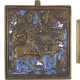 A COLLECTION OF THREE BRASS ICONS DEPICTING THE DESCENT OF CHRIST INTO HELL, STS. BORIS - photo 1