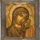 AN ICON SHOWING THE KAZANSKAYA MOTHER OF GOD WITH A SILVER BASMA - photo 1