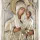 A VERY LARGE ICON SHOWING THE TIKHVINSKAYA MOTHER OF GOD WITH OKLAD - photo 1