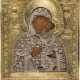 AN ICON SHOWING THE TOLGSKAYA MOTHER OF GOD WITH A FILIGREE OKLAD - photo 1