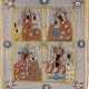 A QUADRI-PARTITE ICON SHOWING PORTRAITS OF THE MOTHER OF GOD WITH AN EMBROIDERED OKLAD - photo 1