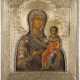 AN ICON SHOWING THE SMOLENSKAYA MOTHER OF GOD WITH A SILVER-GILT RIZA - photo 1