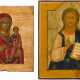 TWO SMALL ICONS: CHRIST PANTOKRATOR AND THE MOTHER OF GOD OF SMOLENSK - photo 1
